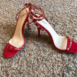 Red sandal heels
